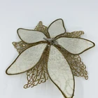 Flower Wholesale Fabric Xmas Poinsettia Glitter Christmas Artificial Flower Pick Decoration For Home Christmas Decor