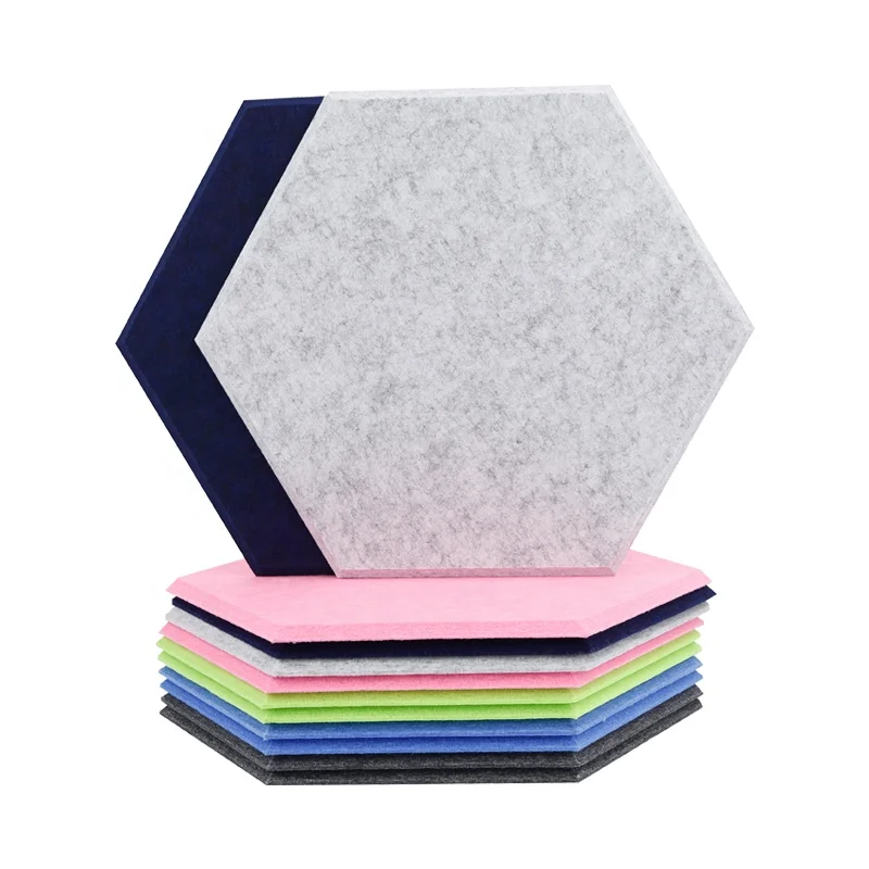 Soundproof PET Acoustic Board Hexagon Shape Felt Acoustic Panels Polyester Acoustical Wall Panel