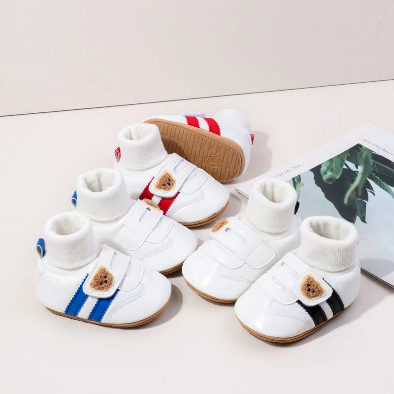 Hot Selling Baby Boys and Girls Shoes Soft TPR Anti-slip Sole Sock Shoes Ankle Covered Toddler Shoes Spring and Autumn Style supplier