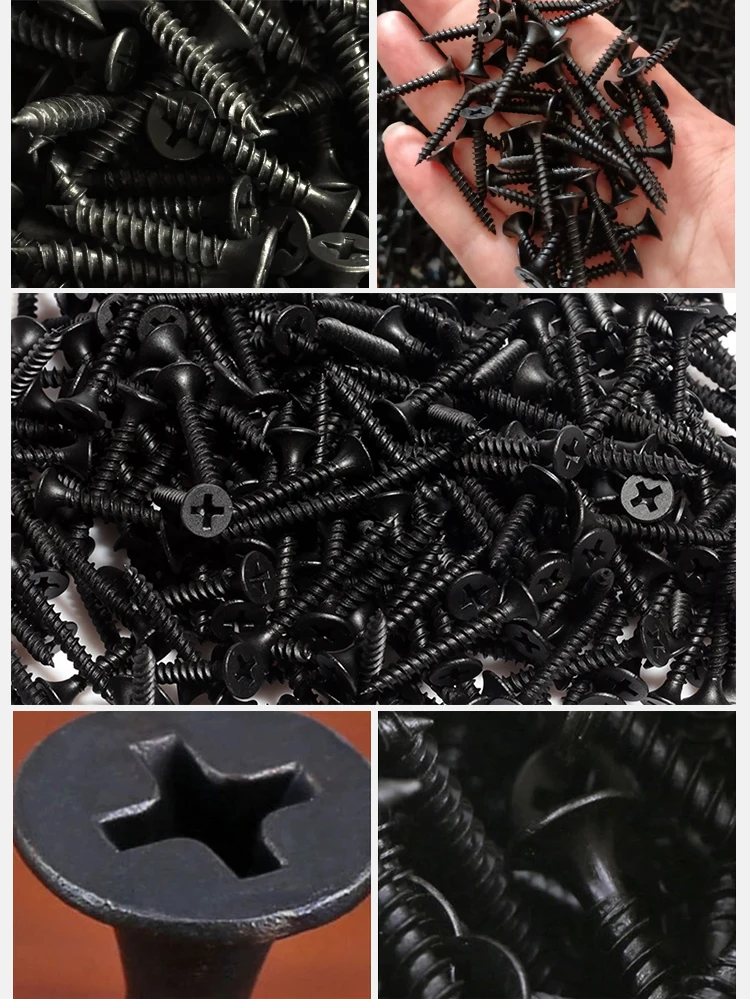 Philips Bugle-Head Coarse Thread Sharp Point Black Phosphated Drywall Screws manufacturer fine thread 3.5*25mm 3.5 mm x 35 mm tornillos gray Trumpet Screw Philips drive gypsum board screws Plasterboard parafusos csk metal mdf screw