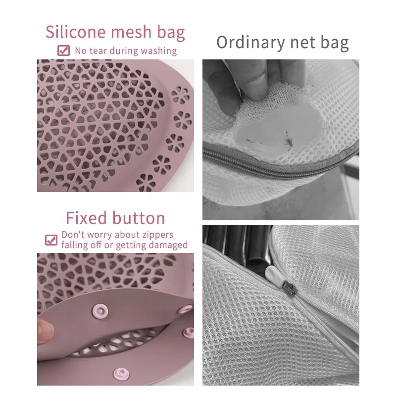 Custom Eco Friendly Silica gel Latest Underwear Washing Machine Bags Bra Lingerie Foldable Washable Mesh Laundry Bag For Home