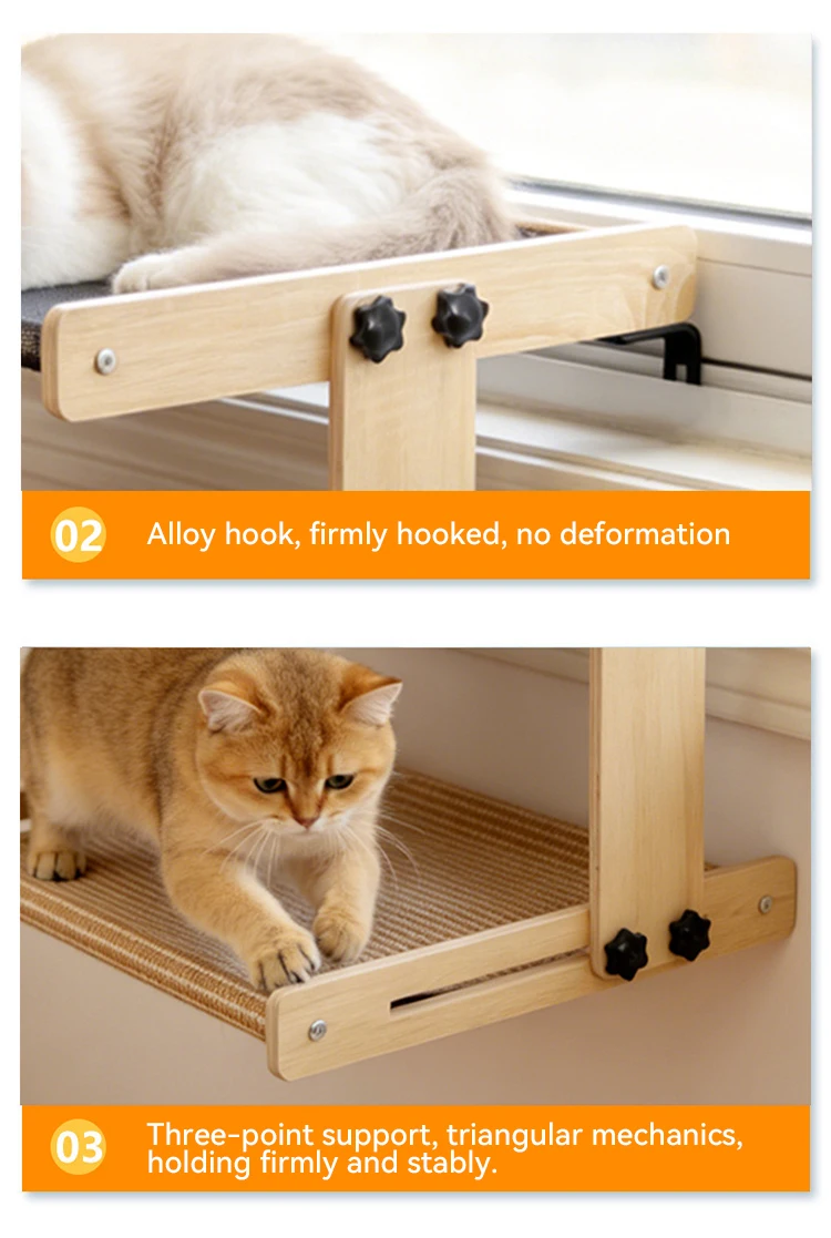 Hot Sale All Season Double Layer Pet Window Hanging Bed Cat Scratcher Cat Nest Fixable Beside Bed Pet Supplies manufacture