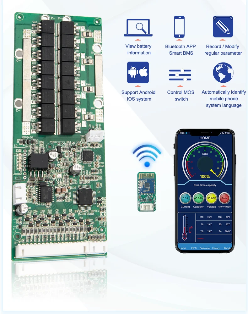 Bestway S S A A A Smart Bms Pcb For Li Ion Battery Packs With