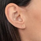 Diamond Earring Earrings Gemnel High Quality 925 Silver 18k Gold Plated Bee Flower Beaded Lock Leaf Diamond Stud Earring