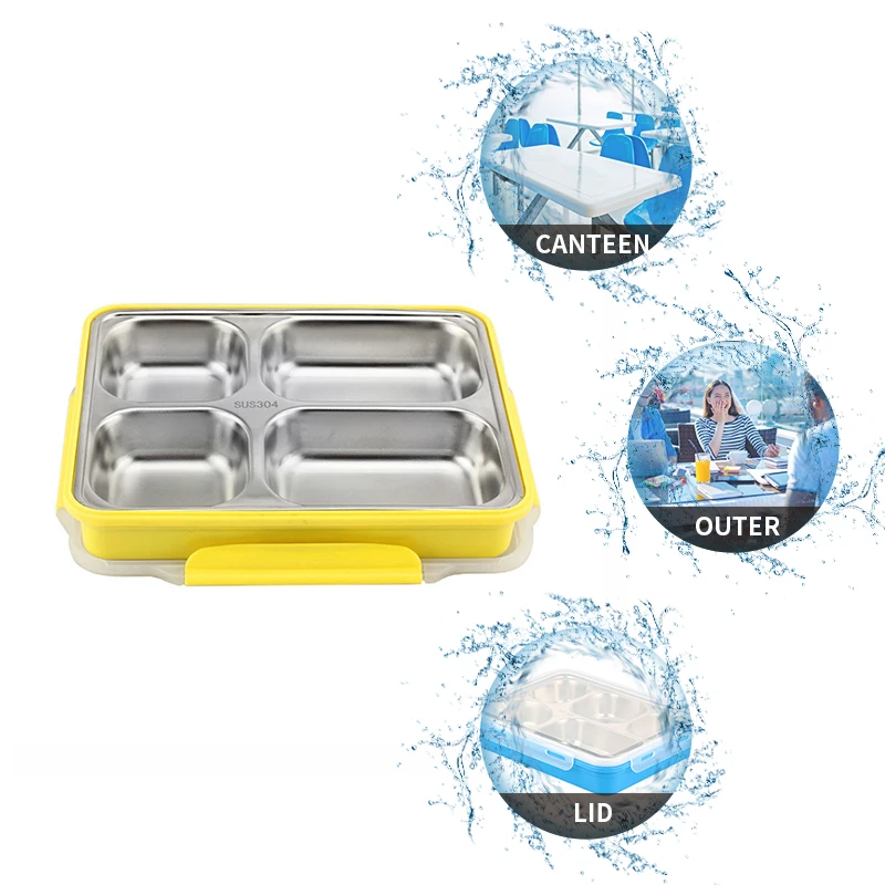 Hot Sales 800 1200 1400ml 1 2 3 Compartments 1 pcs laser logo Stainless Steel School steel lunch box