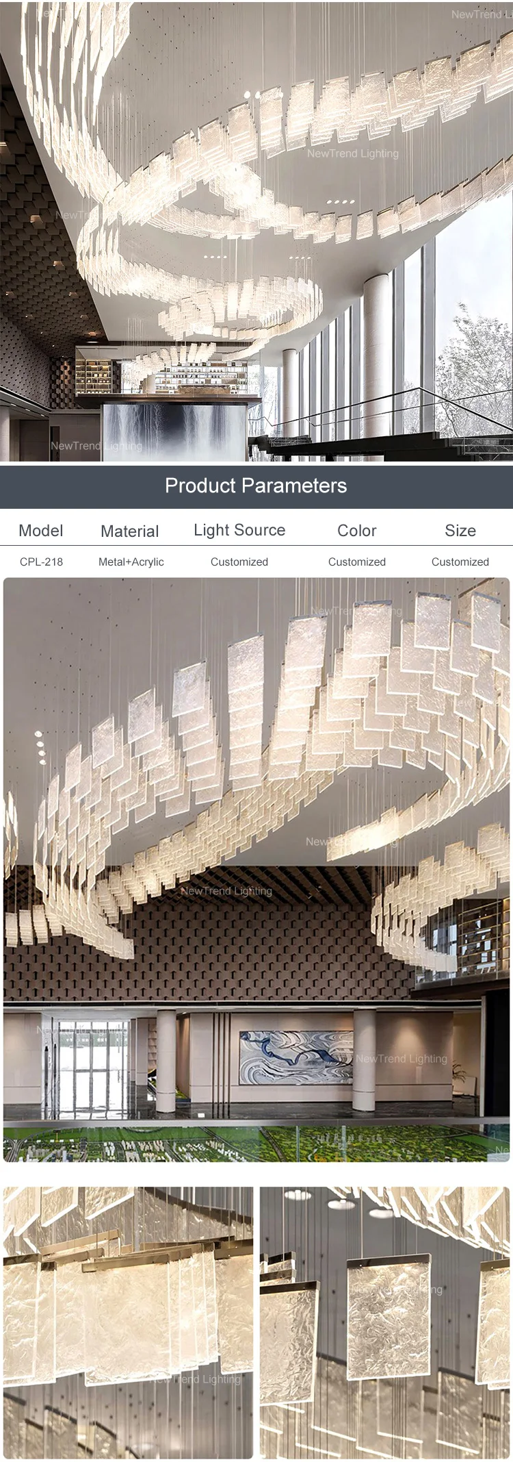 CPL-218 New Design Ndoor Decoration Hotel Villa Club Gallery Show Room Custom Large Chandelier factory