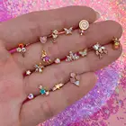 Cream Earring INS 18k Gold Plated Ice Cream Element Color Zirconium Earring For Women Girl