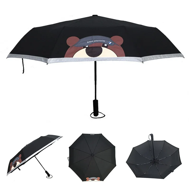 promotional high quality Three fold car gift umbrella with logo prints windproof compact anti wind folding automatic umbrella