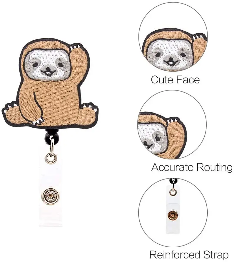 Heyah Cute Sloth Badge Reel, Alligator Clip Retractable Badge Holder, ID Badge Clip for Women Nurse
