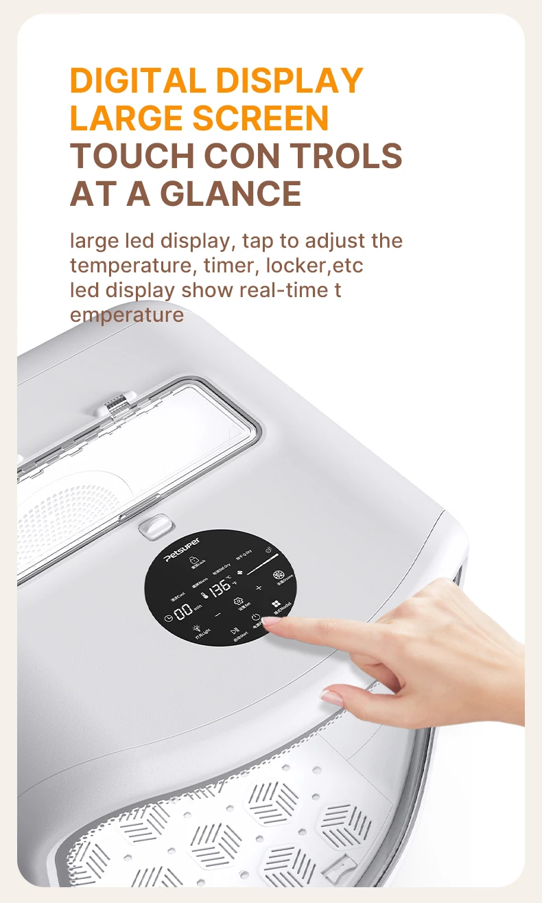 75L Smart Pet Dryer Box with Curved tempered glass 15 mins quick drying