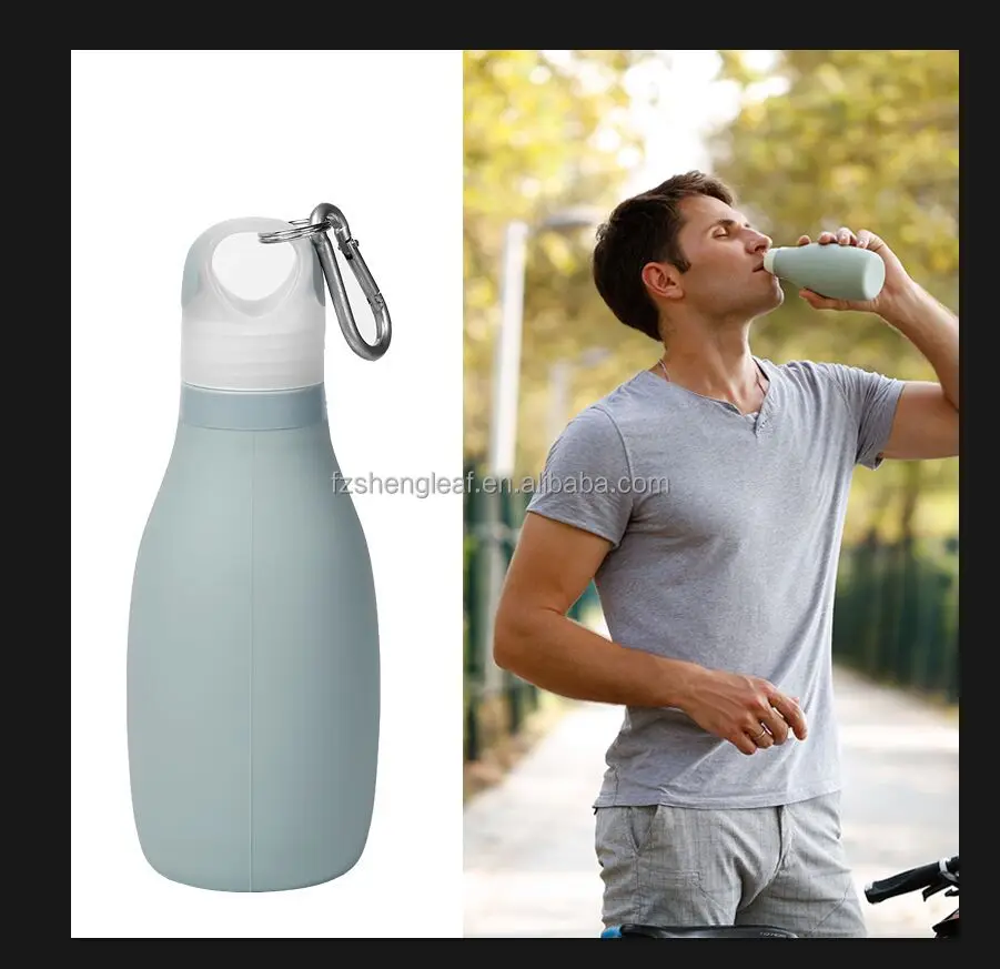 product silicone water bottle portable collapsible gym sports foldable outdoor travel leakproof bpa free food grade drinking reusable-9