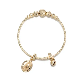 JML Custom Gold Bangles Baby Push Pull Kids Gold Plated Adjustable Bead Bracelet Jewelry For Women