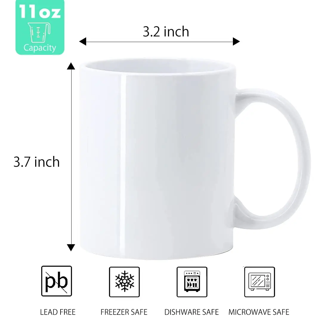 Wholesale Product Personalised 11oz Porcelain White Sublimation Blank Ceramic Cup Coffee Mug with white box To Sublimate