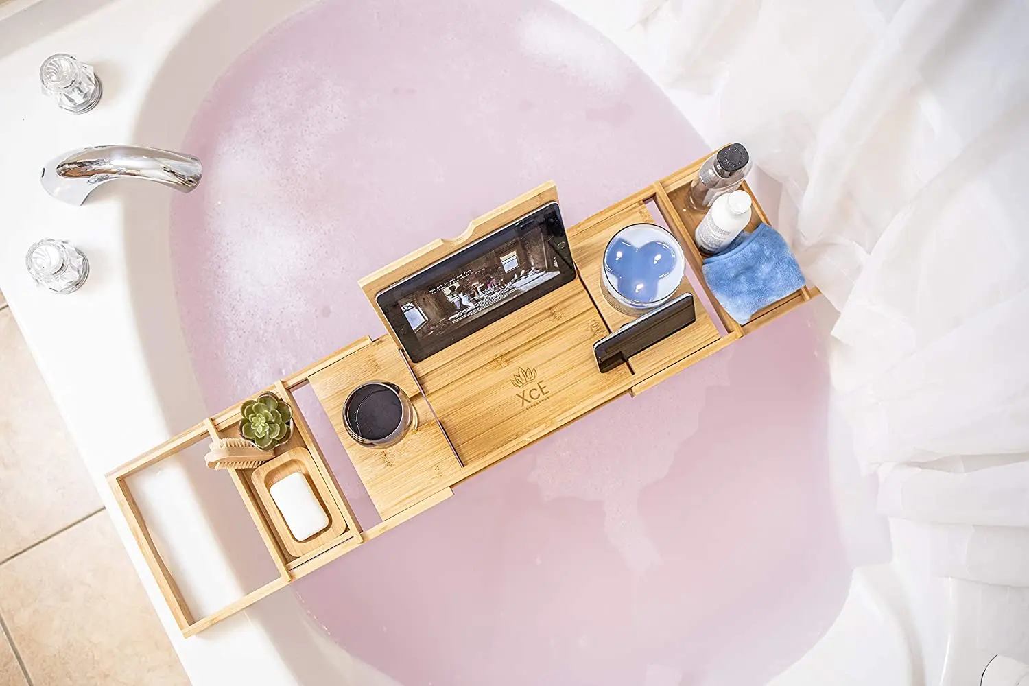 product bamboo bathtub tray bamboo and wooden bathroom tray and bathroom rack for a home spa experience-1