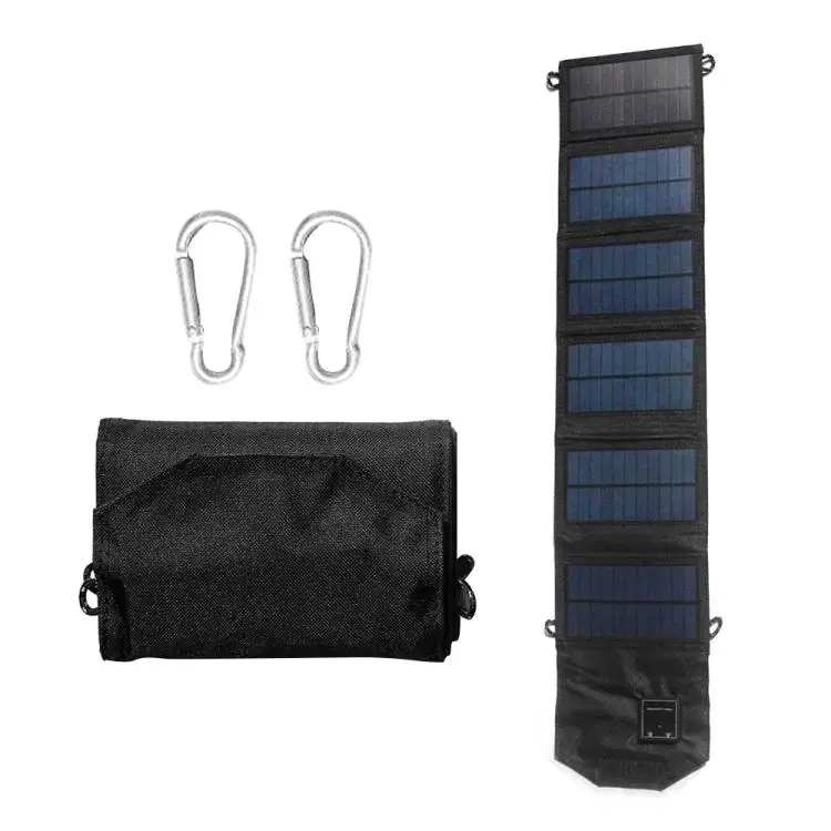 12W Portable Foldable Solar Panel Charger Dual USB 5 Volt Waterproof High Efficiency Foldable Solar Battery Charger with 2 Carab