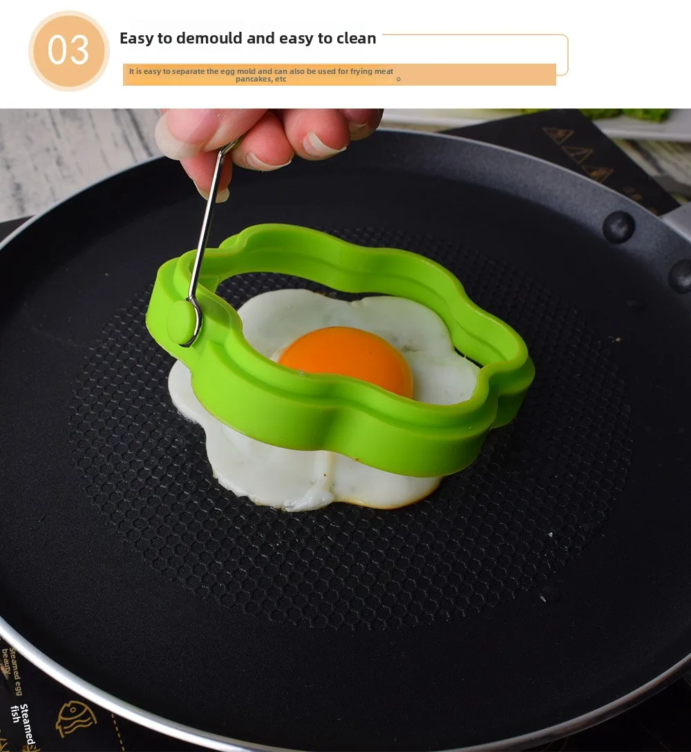 Heart-Shaped Bear & Flower-Shaped Silicone Pancake & Egg Mold Star-Shaped Fried Egg Maker with Handle Kitchen Tool supplier