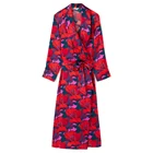 Silk Gown Factory Price Women Silk Extra Long Dressing Gown Satin Floral Bathrobe Girl Long Sleeve Robe