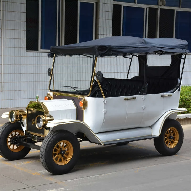 Vintage Classic Electric Golf Cart New Design 4-Wheel Vehicle for Tourists