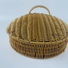 Basket Factory Supply Attractive Price Rattan Storage Tray Round Basket With Handle