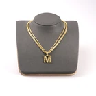 Jewelry Wholesale 18 K Gold Plating Double Layer Necklace Letter M Pendant Jewelry