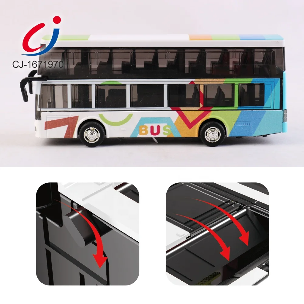 New Toys Alloy Return Force Cartoon Bus Metal Die Cast Model Cars With Light And Music