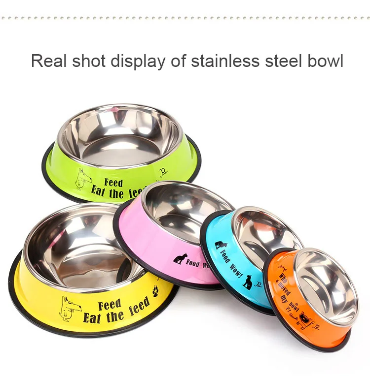 Stainless Steel Durable Custom Printing Dog Bowl Large Size Pet Bowl for Big Dog Food Grade 30cm Cheap Dog Bowl details
