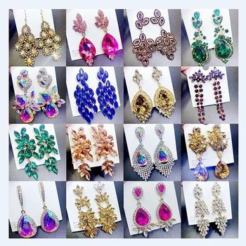 Aug jewelry mixed batch wholesale light luxury crystal 3A crystal clear zircon earrings temperament tassel elegant long earrings