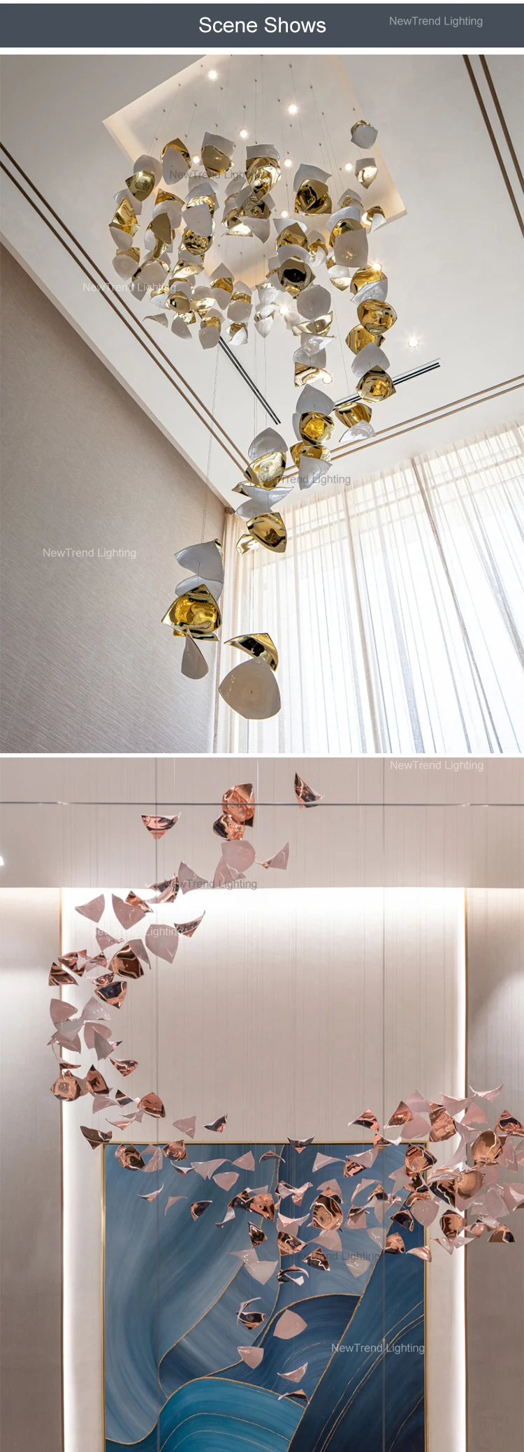 CPL-159 Art Design Indoor Decoration Hotel Villa Mall Staircase Custom Luxury Glass LED Chandelier supplier