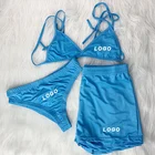 Women Custom 2021 Women Designer Swimsuit Famous Brand Sexy Shorts Thong Bikini Sexy Swimwear 3 Piece Swim Suit