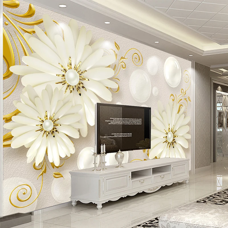 Custom Photo Wallpaper Murals 3d Stereo Relief Flower Jewelry Modern Simple Living  Room Non-woven Fabric Wallpaper For Walls 3 D - Buy 3d Wallpaper Decoration, Wallpaper Picture,Natural Stone Wallpaper Product on 