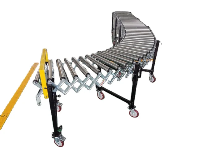 Portable motorized flexible Gravity Roller Conveyor  Qingdao stars truck loading unloading belt skate wheels conveying systems