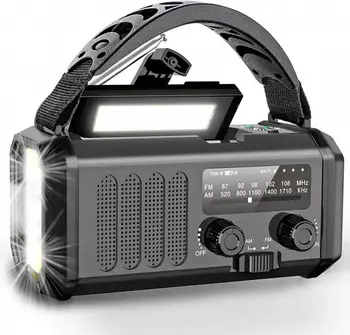 Wholesale price 2024 10000mAh Emergency flashlight radio hand crank solar survival radio, NOAA Weather Radio for Reading Lamp