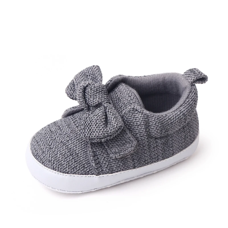 Spring and Autumn New Knitted Bow 0-1 Year Old Baby Princess Soft Soled Shoes for Girls factory
