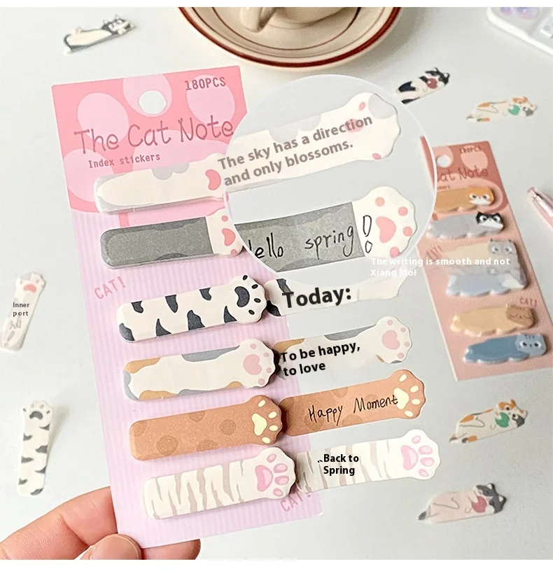 Cute Cat Stock Cartoon Sticky Notes Self-Adhesive Index Tabs Marking ...