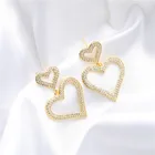 Diamond Earrings Full Diamond Double Love Earrings Banquet Party Photo Fashion Pendant Earrings