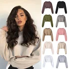 Hoodie Woman Wholesale Long Sleeve Plain Pullover Oversize Short Crop Top Hoodie Long-sleeved Woman Hoodie