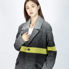 Women Yellow Women Outerwear 2021 New Popular Winter Warm Gradient Women Wool Mixed Coat With A Yellow Stripe
