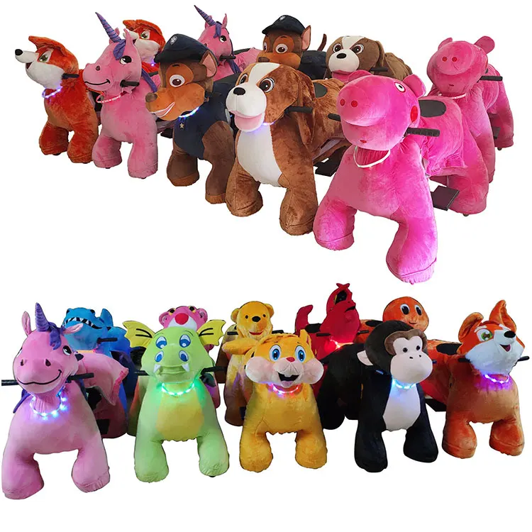Kids Electric Battery Operate Animal Scooters Motorized Plush Riding Animals Cars