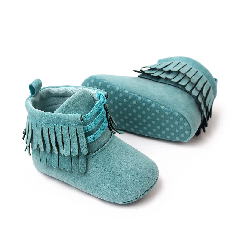 Solid Color Bright Eye Suede Baby Girls Soft Soled Spring and Autumn Warm Walking Shoes details