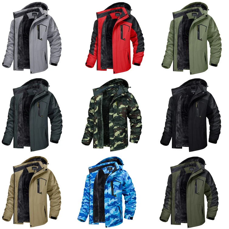 Men's Winter Hoodies Jacket Fleece Lining,Hiking Jackets Outdoor Removable Hooded Coats Ski Snowboard Parka Winter Outwear