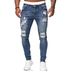 Jeans Pants Wholesale Spring Autumn Fashion Trousers Retro Mens Ripped Jeans Slim Fit Denim Pants