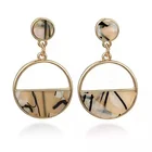 Hoop Drop Earrings Hollow Out Circle Round Hoop Acrylic Tortoise Marble Resin Drop Dangle Earrings For Women