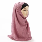 Long Scarf Pearl Chiffon Bubble Women Soft Wrinkle Shawl Long Scarf Wrap Big Head Scarf
