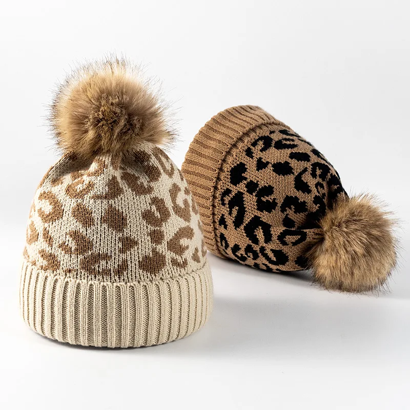 cheetah pom beanie