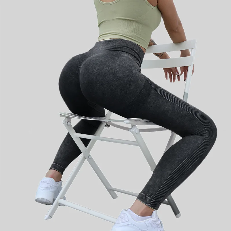 Good Price Seamless Washed Scrubbed Yoga Leggings Pants Sport Femme Butt Lift Leggings Seamless Yoga Pants For Woman