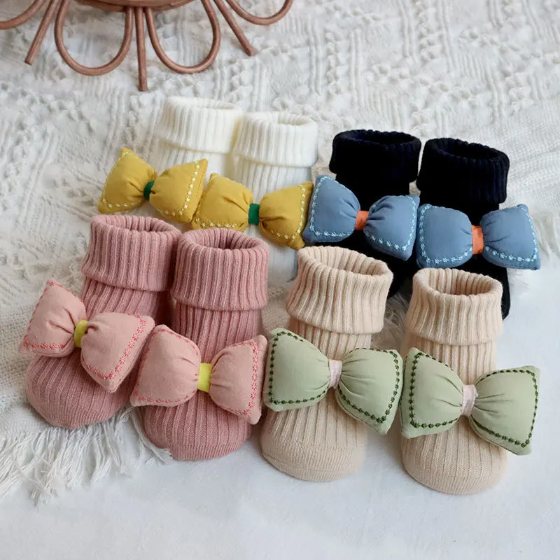 New Spring Stock Girl Cotton shoe Bow Sweet Princess invisible Kids New Born Infant Baby no shoe Socks