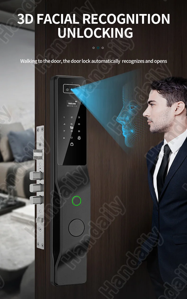 handaily palm vein tuya wifi door lock 3d biometric face id video monitoring intercom digital electronic locks for front door ddl9-2