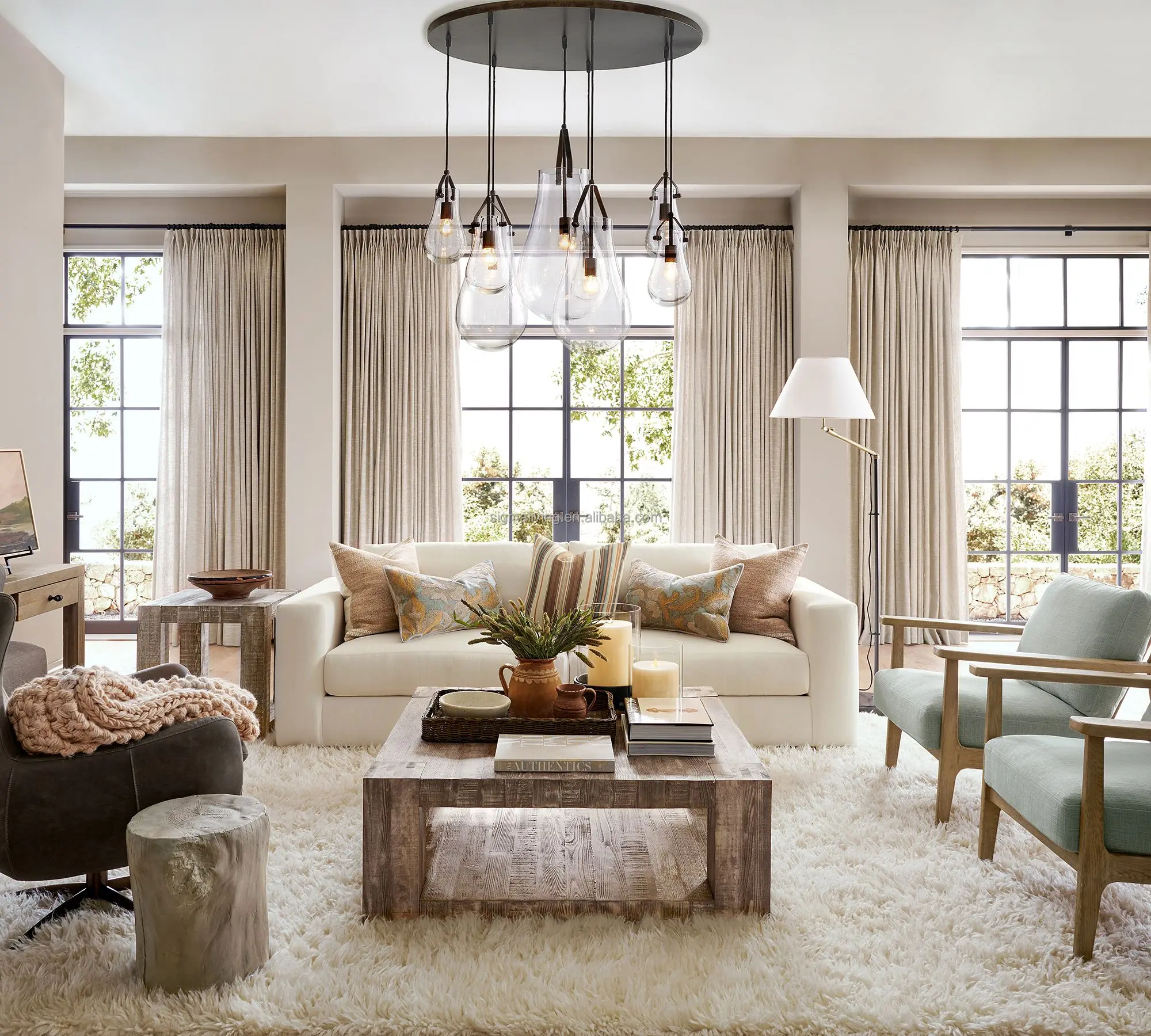 light luxury crystal recycled glass 8-light chandelier