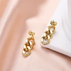 Jewelry Women Ins Hot Fashion Cuban Chain Jewelry 18k Gold Stainless Steel Women Pearl Earrings