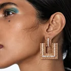 Alloy Earrings Retro Temperament Elegant Name Classic Square Baroque Set Diamond Alloy Earrings Earrings